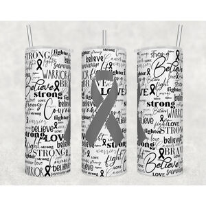 Gray Awareness Ribbon 20 fl oz Stainless Steel Double wall insulated tumbler
